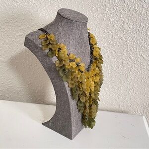 Green Yellow Leaf Statement Bib or Collar Necklace